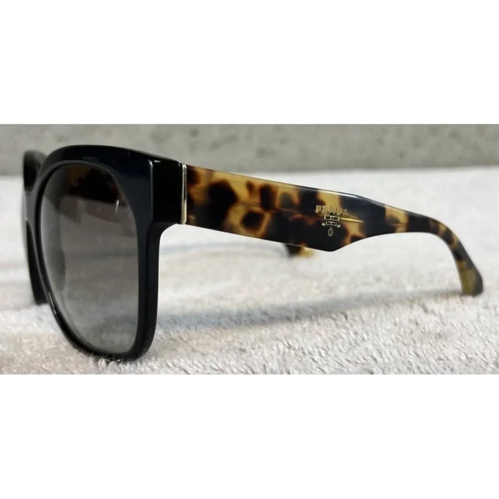 Prada SPR 10R 1AB-0A7 Black Brown Tortoise Shell Square Sunglasses 57-19-140 - Picture 1 of 7